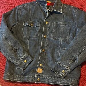 Walls Red and Black Buffalo Plaid Lined Denim Jacket